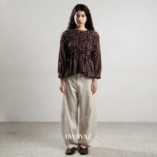 Image of BWBYAZ - PAMELA SHIRRED BLOUSE LONG SLEEVE (NEW COLOUR)