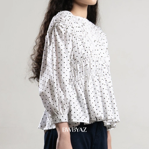Image of BWBYAZ - PAMELA SHIRRED BLOUSE LONG SLEEVE NEW COLOUR (READY STOCK)