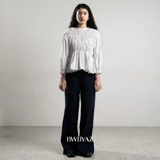 Image of BWBYAZ - PAMELA SHIRRED BLOUSE LONG SLEEVE NEW COLOUR (READY STOCK)