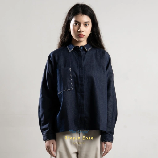 Image of BWBYAZ STAPLE EASE- GRITTE LOOSE SHIRT