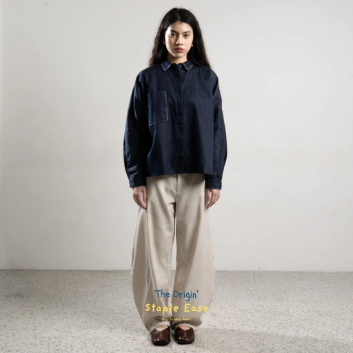 Image of BWBYAZ STAPLE EASE- GRITTE LOOSE SHIRT