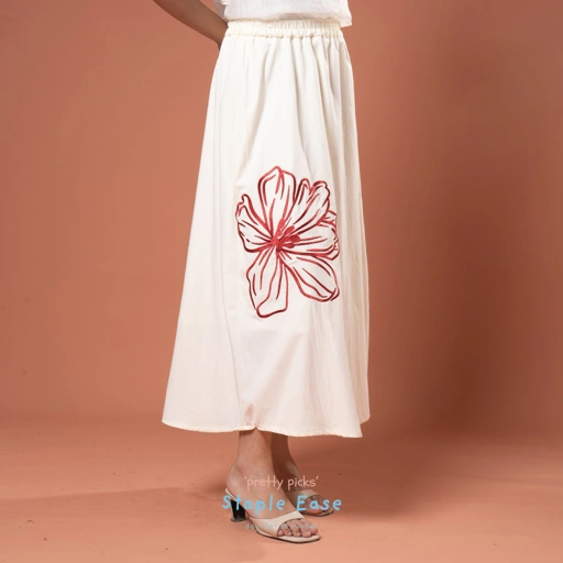 BWBYAZ STAPLE EASE - LENORA EMBROIDERY SKIRT (READY STOCK)