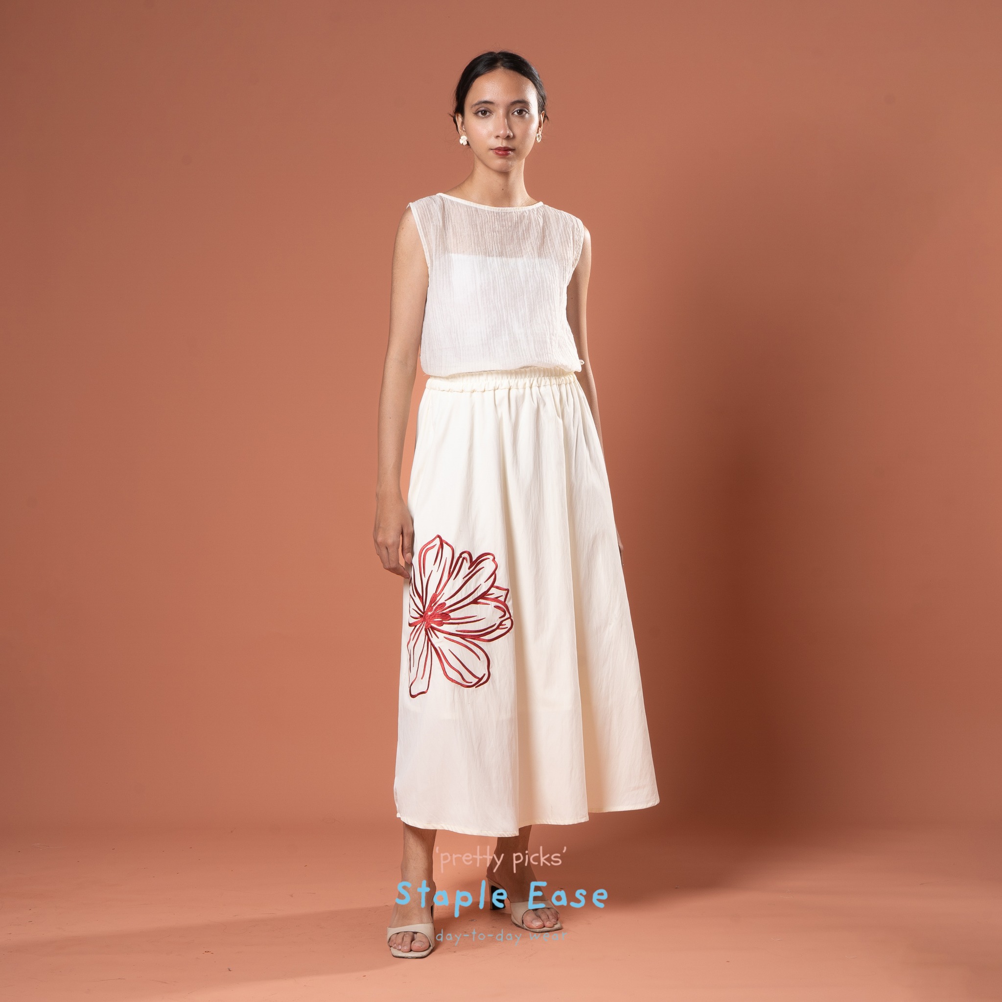 BWBYAZ STAPLE EASE - LENORA EMBROIDERY SKIRT (READY STOCK)