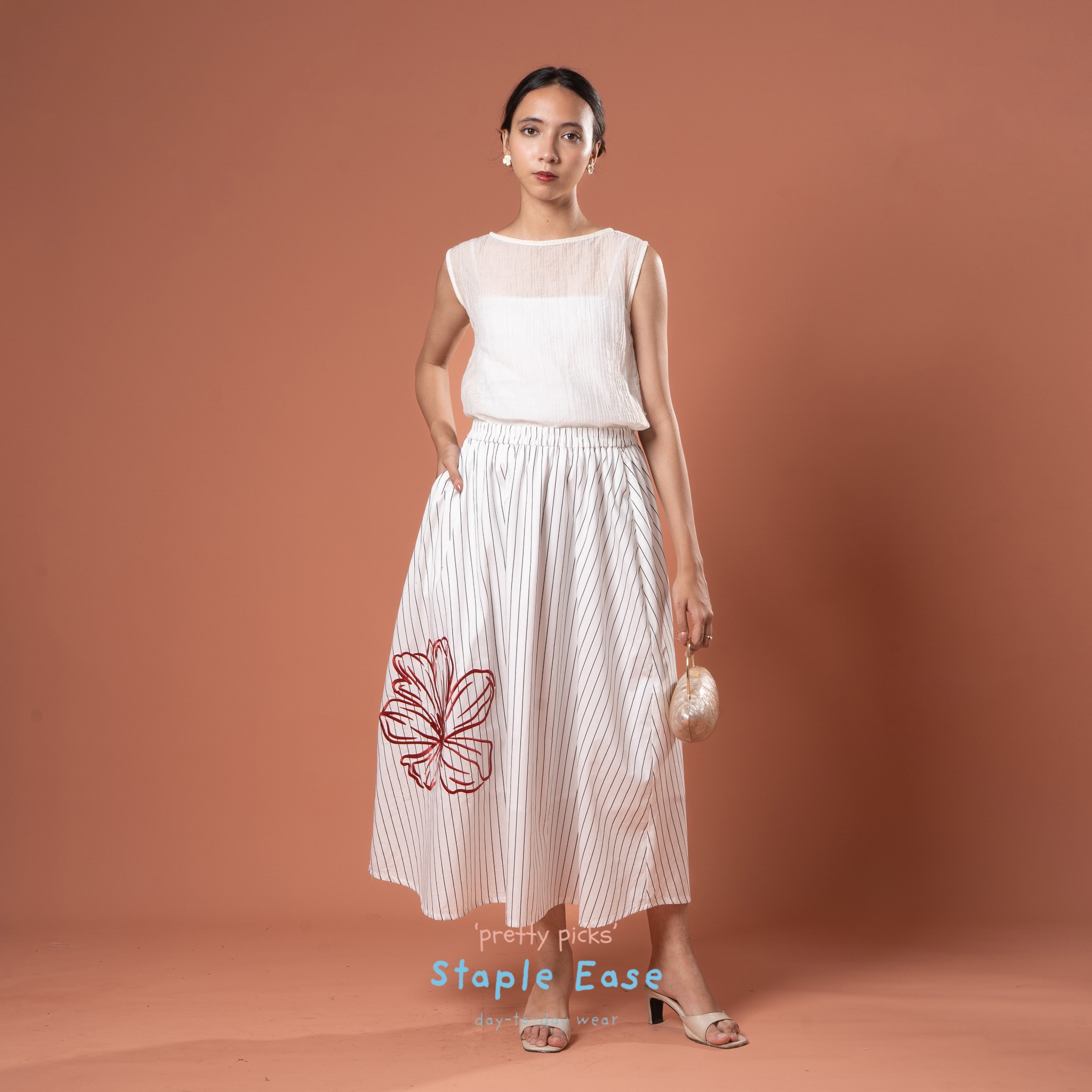 BWBYAZ STAPLE EASE - LENORA EMBROIDERY SKIRT (READY STOCK)