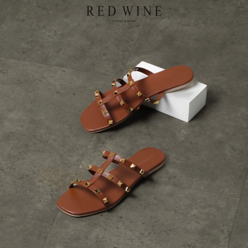 Image of Red Wine HNR073 LUMIERE Sandal Flat Wanita