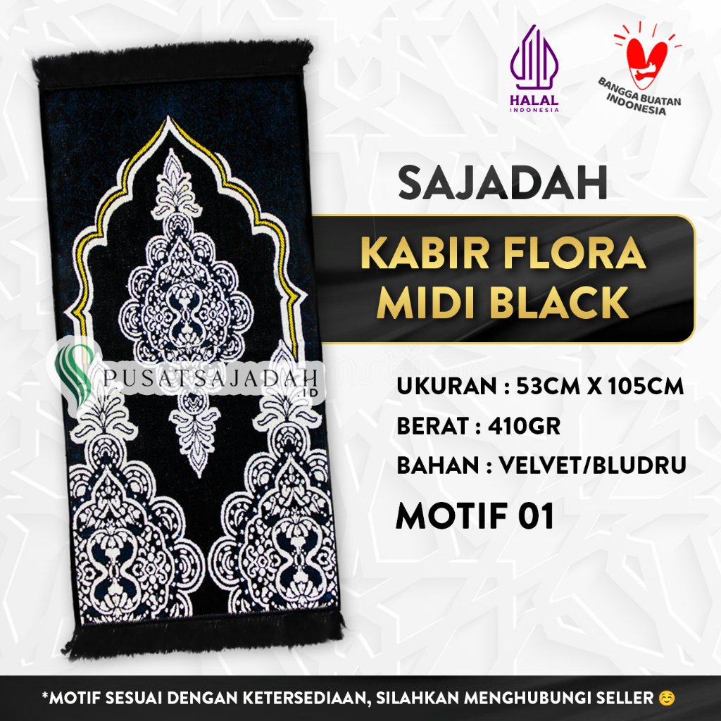Sajadah Kabir Flora Midi Black Edition