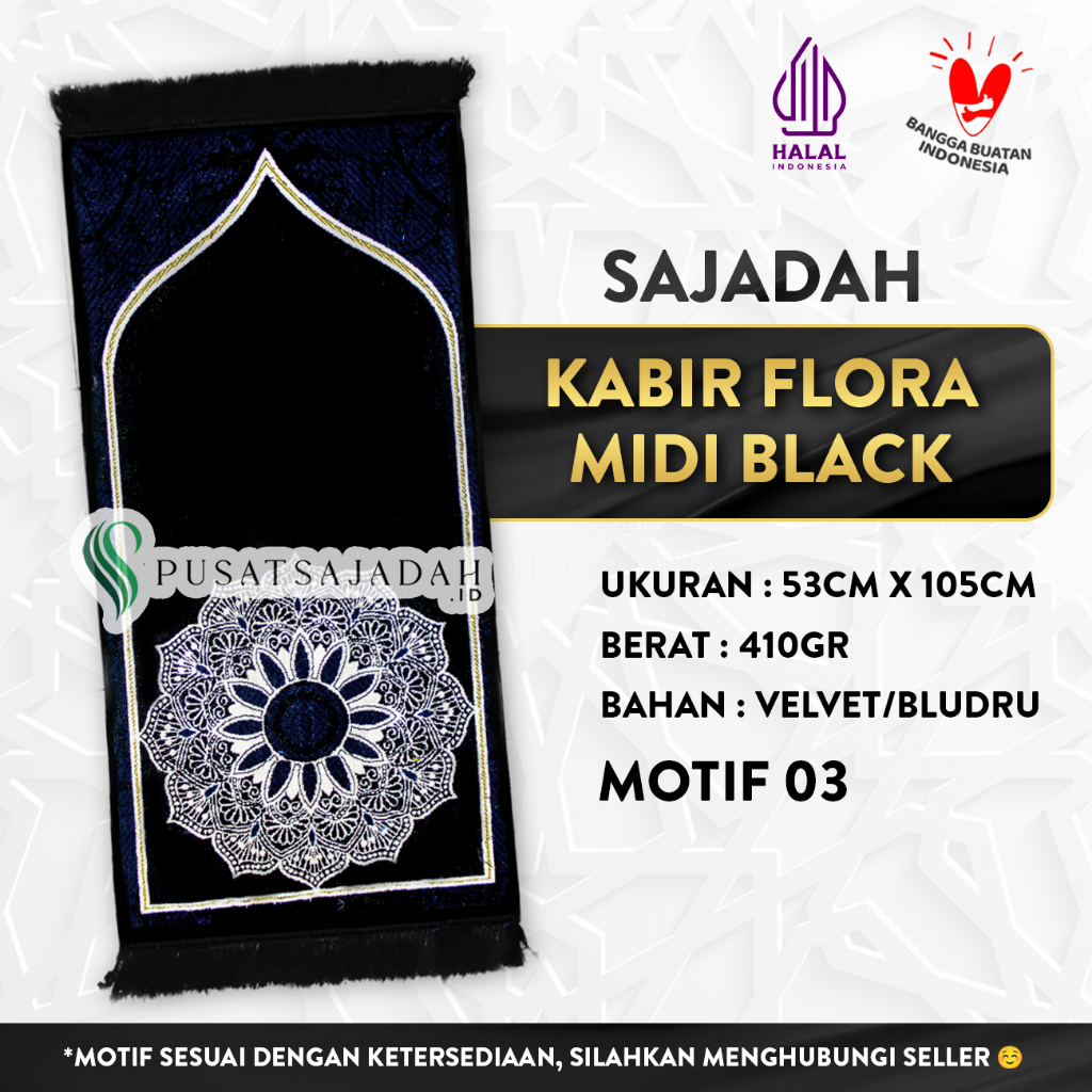 Sajadah Kabir Flora Midi Black Edition