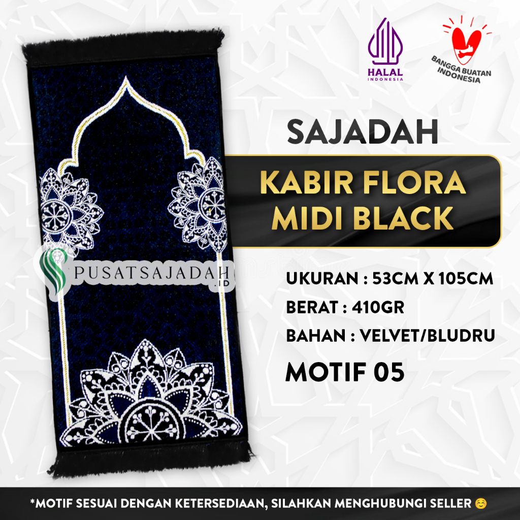 Sajadah Kabir Flora Midi Black Edition