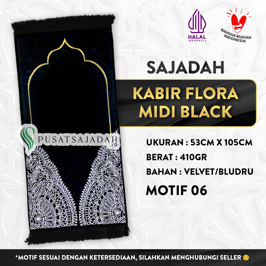 Sajadah Kabir Flora Midi Black Edition
