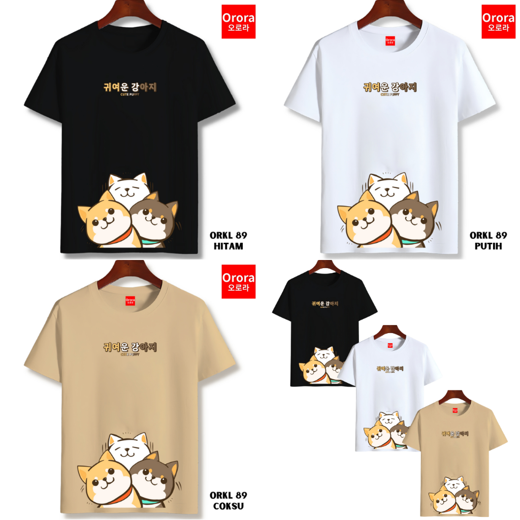 Orora Kaos Wanita Korea Cute Dog Cartoon - T-Shirt Kaos Lengan Pendek Cotton High Quality ORKL 89