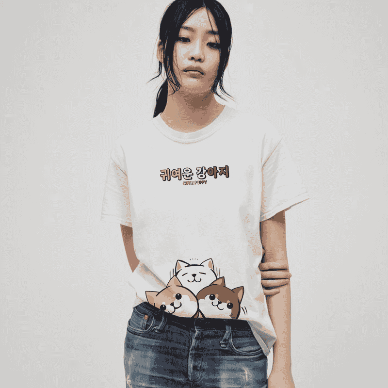 Orora Kaos Wanita Korea Cute Dog Cartoon - T-Shirt Kaos Lengan Pendek Cotton High Quality ORKL 89