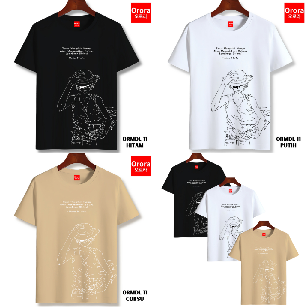 Orora Kaos Anime Monkey D'Luffy One Piece Baju Disto Lengan Pendek Pria Wanita Dewasa ORMDL 11
