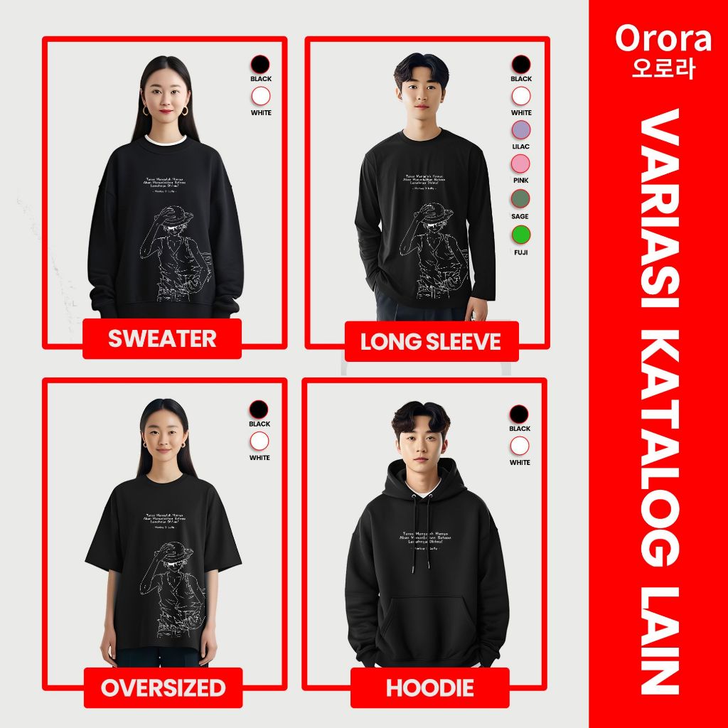 Orora Kaos Anime Monkey D'Luffy One Piece Baju Disto Lengan Pendek Pria Wanita Dewasa ORMDL 11