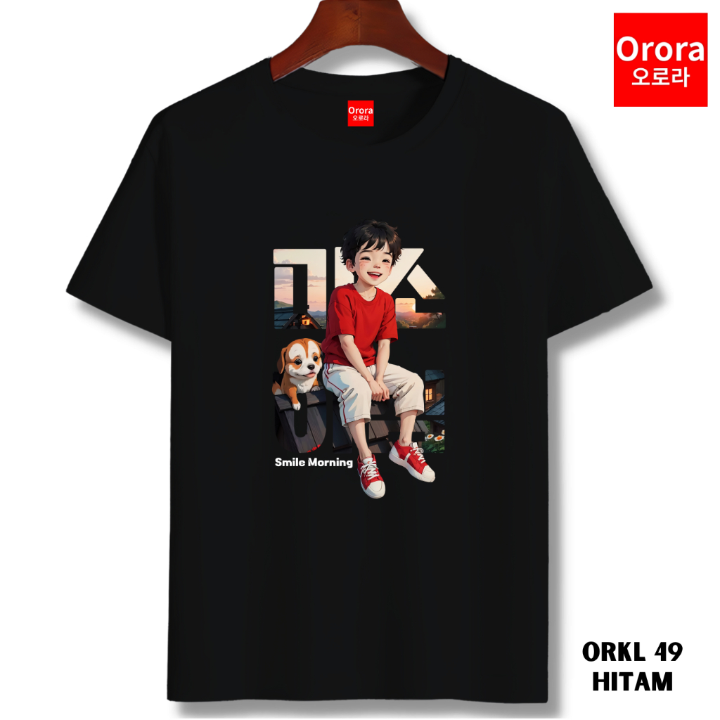 Orora Kaos Pria Korea Smile Morning Boy - T-shirt Unisex Baju Atasan Sablon ORKL 49