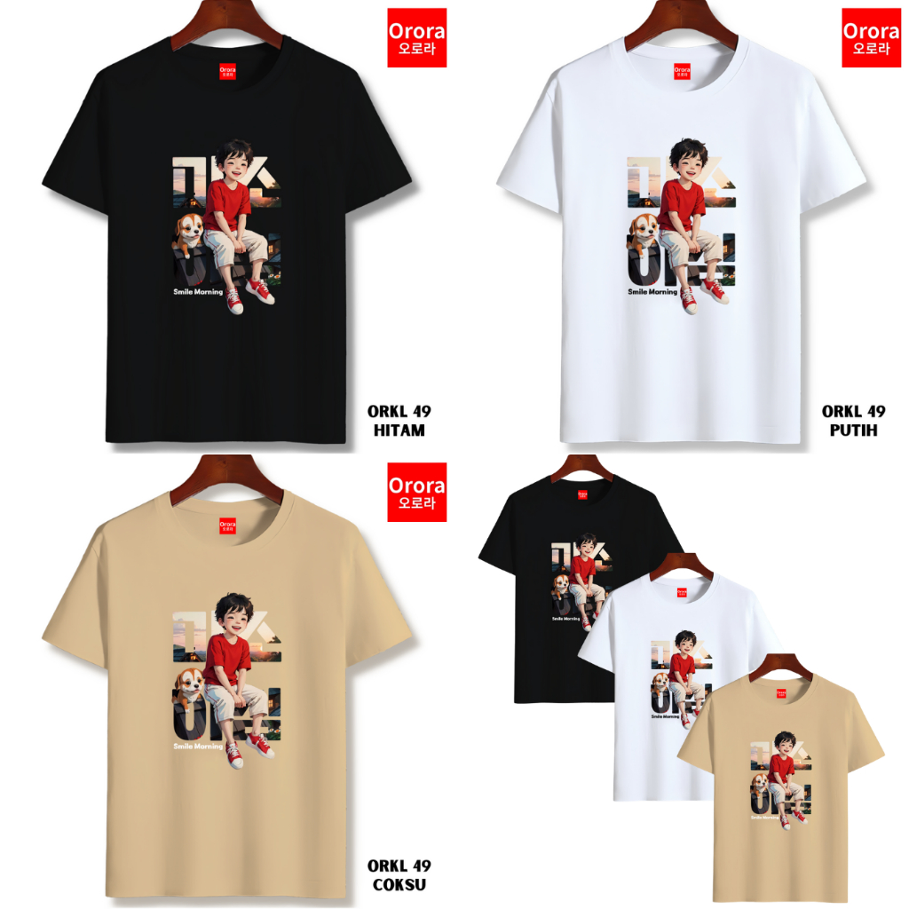 Orora Kaos Pria Korea Smile Morning Boy - T-shirt Unisex Baju Atasan Sablon ORKL 49