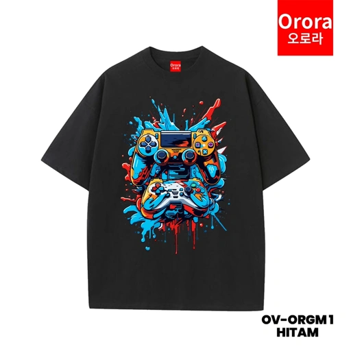 Image of ORORA Kaos OVERSIZE Distro Premium 3D STICK GAMES  | 3 Dimensi - Baju Atasan Sablon Pria Wanita Warna Hitam Putih Ukuran S M L XL XXL XXXL Murah keren Original OV ORGM 01