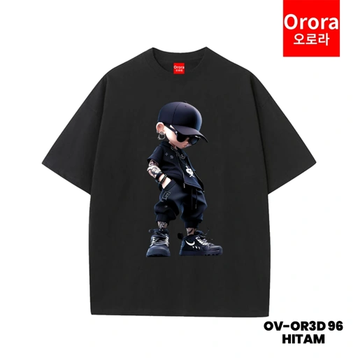 Image of ORORA Kaos OVERSIZE Distro Premium 3D Black Cool Boy  | 3 Dimensi - Baju Atasan Sablon Pria Wanita Warna Hitam Putih Ukuran S M L XL XXL XXXL Murah keren Original OV OR3D 96