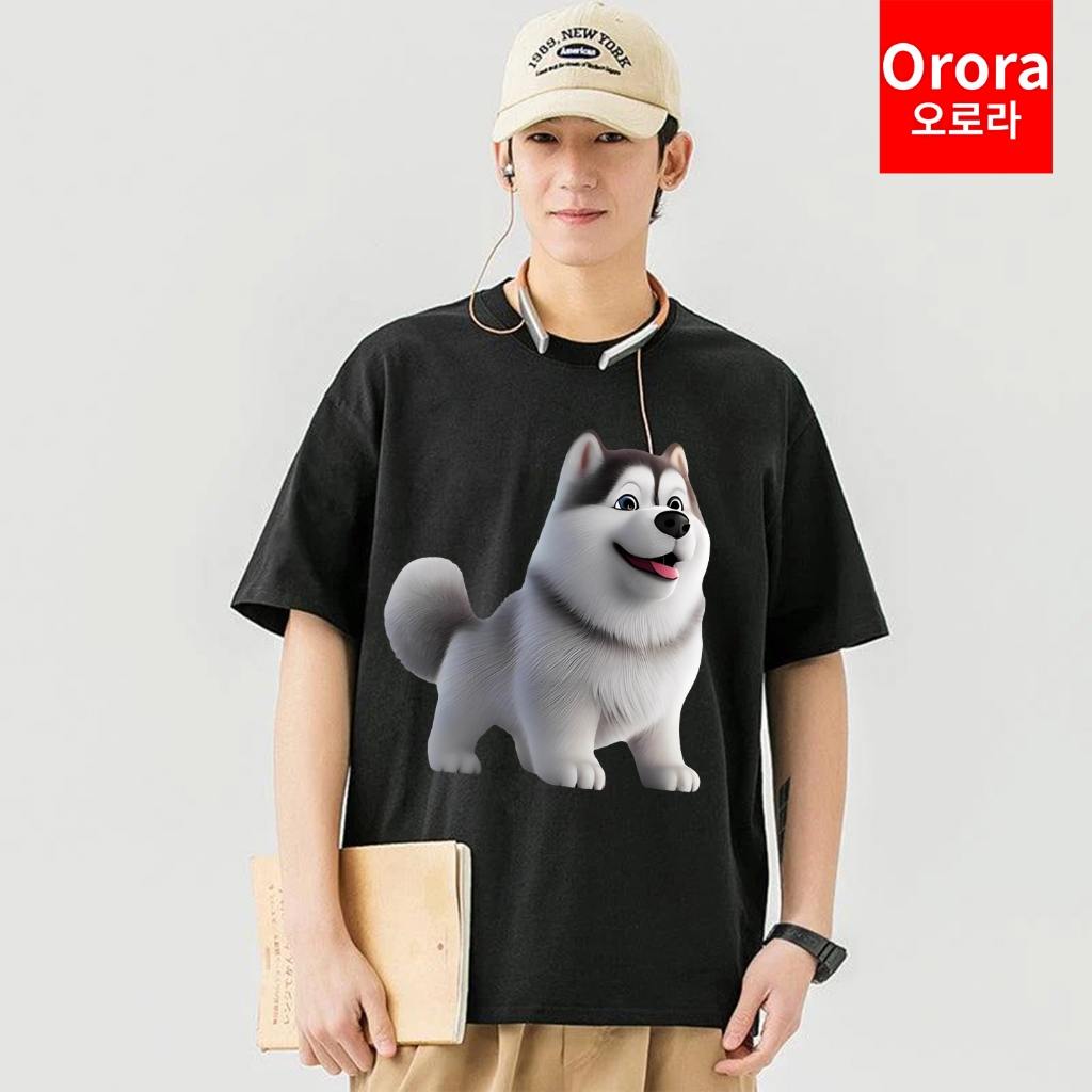 ORORA Kaos OVERSIZE Distro Premium 3D CUTE HUSKY DOG 3 Dimensi - OV OR3D 106
