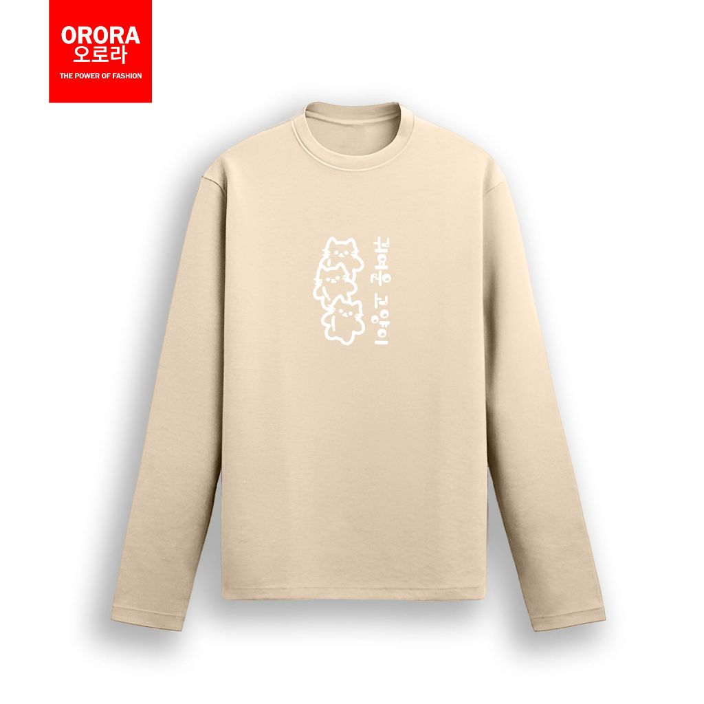 Orora Kaos Lengan Panjang Distro Premium Koreaa Cute Cat -  Long T-Shirt Unisex KP NORCAT 1