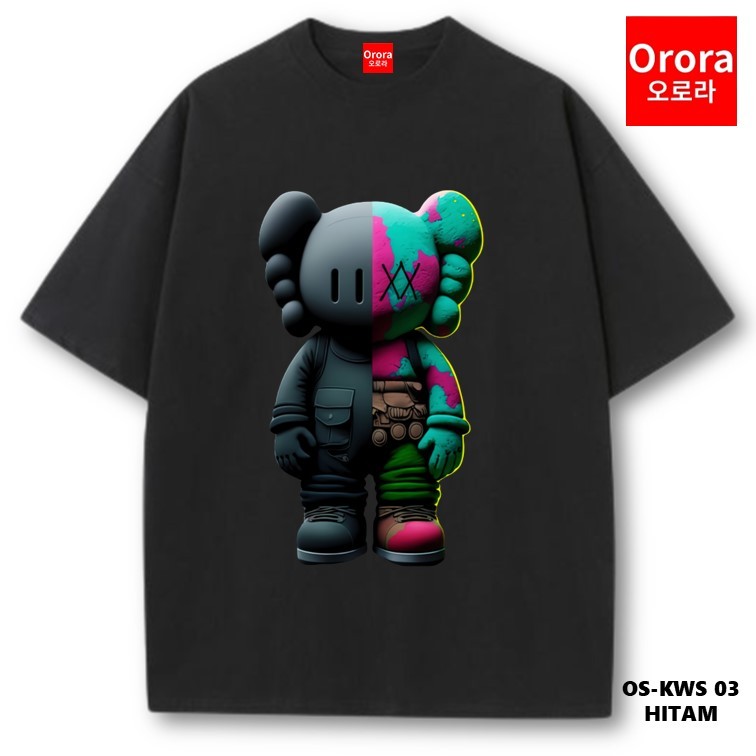 Kaos Oversize Distro Premium Kaws - T-shirt Over Size Unisex Baju Atasan Sablon OS-KWS 03