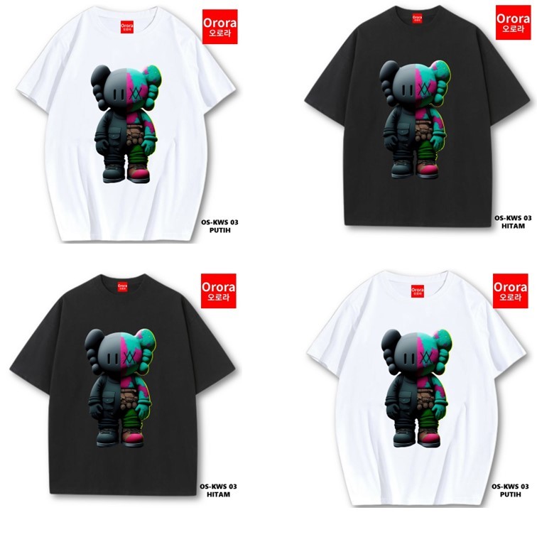 Kaos Oversize Distro Premium Kaws - T-shirt Over Size Unisex Baju Atasan Sablon OS-KWS 03