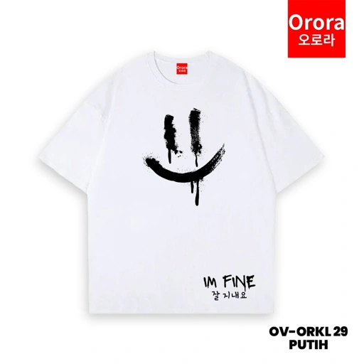 Image of ORORA Kaos OVERSIZE Distro Premium 3D SMILE  | 3 Dimensi - Baju Atasan Sablon Pria Wanita Warna Hitam Putih Ukuran S M L XL XXL XXXL Murah keren Original OV ORKL 28