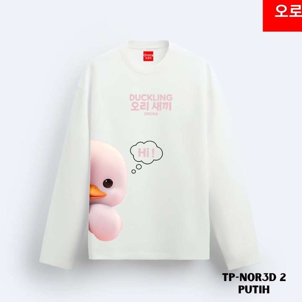 ORORA KAOS LENGAN PANJANG DISTRO PREMIUM Korean Cute Duck - Baju Sablon Pria Wanita KP NOR3D 2