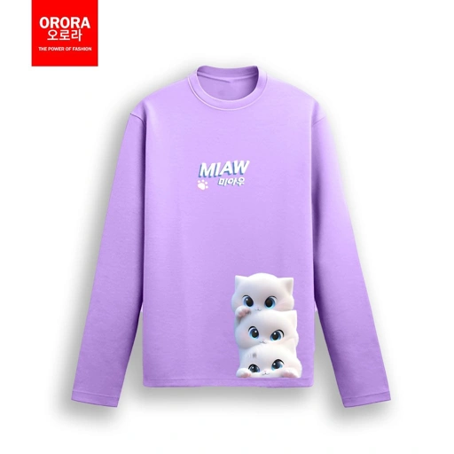 Image of ORORA KAOS LENGAN PANJANG DISTRO PREMIUM Korean Miaw Cat - Baju Atasan Sablon Pria Wanita KP NOR3D 1