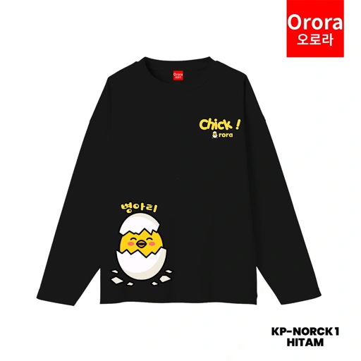 Image of ORORA KAOS LENGAN PANJANG DISTRO PREMIUM Korean CHICKEN EGG CHICK -  Baju Atasan Sablon Pria Wanita Warna Hitam Putih Ukuran S M L XL XXL XXXL KP NORCK 1