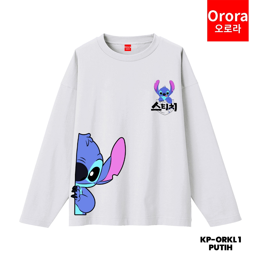 ORORA KAOS LENGAN PANJANG DISTRO PREMIUM Cartoon st1ch Cute Blue Monster - TP ORKL 76