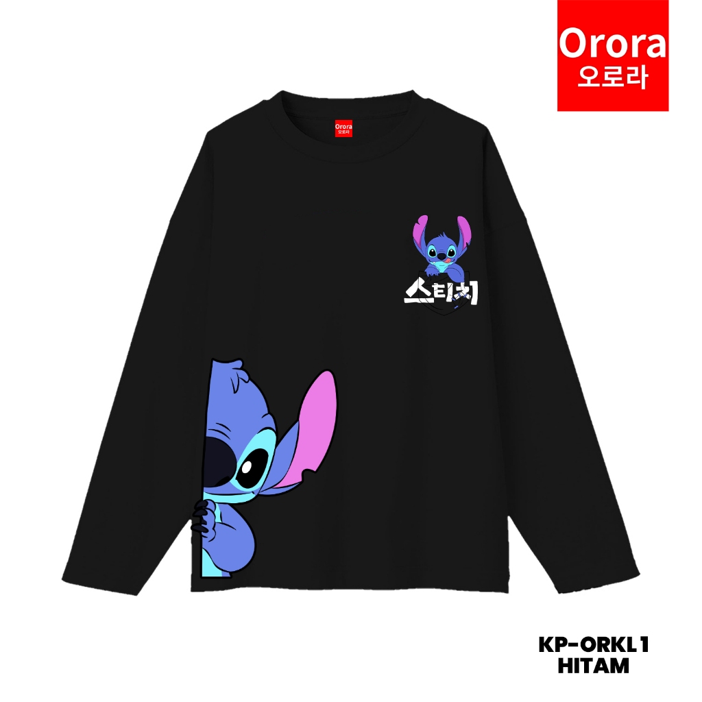 ORORA KAOS LENGAN PANJANG DISTRO PREMIUM Cartoon st1ch Cute Blue Monster - TP ORKL 76