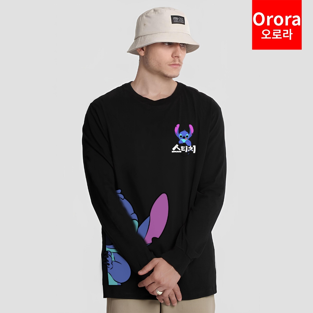 ORORA KAOS LENGAN PANJANG DISTRO PREMIUM Cartoon st1ch Cute Blue Monster - TP ORKL 76