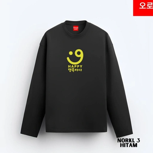 Image of ORORA KAOS LENGAN PANJANG DISTRO PREMIUM Korean Happy Smile - KP NORKL 3