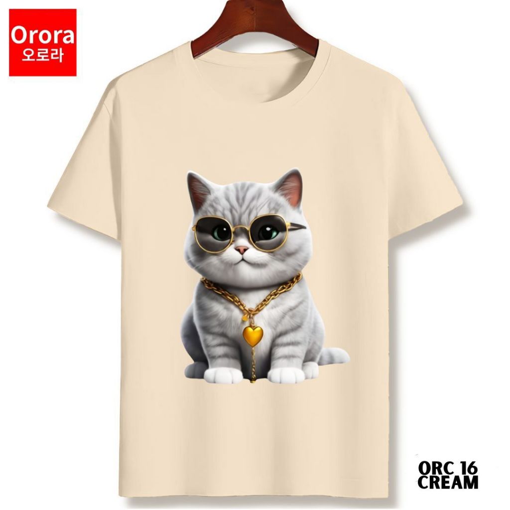 (TERMURAH) Orora Kaos Distro Premium Kucing King Cat - T-shirt Unisex Baju Atasan Sablon ORC 16