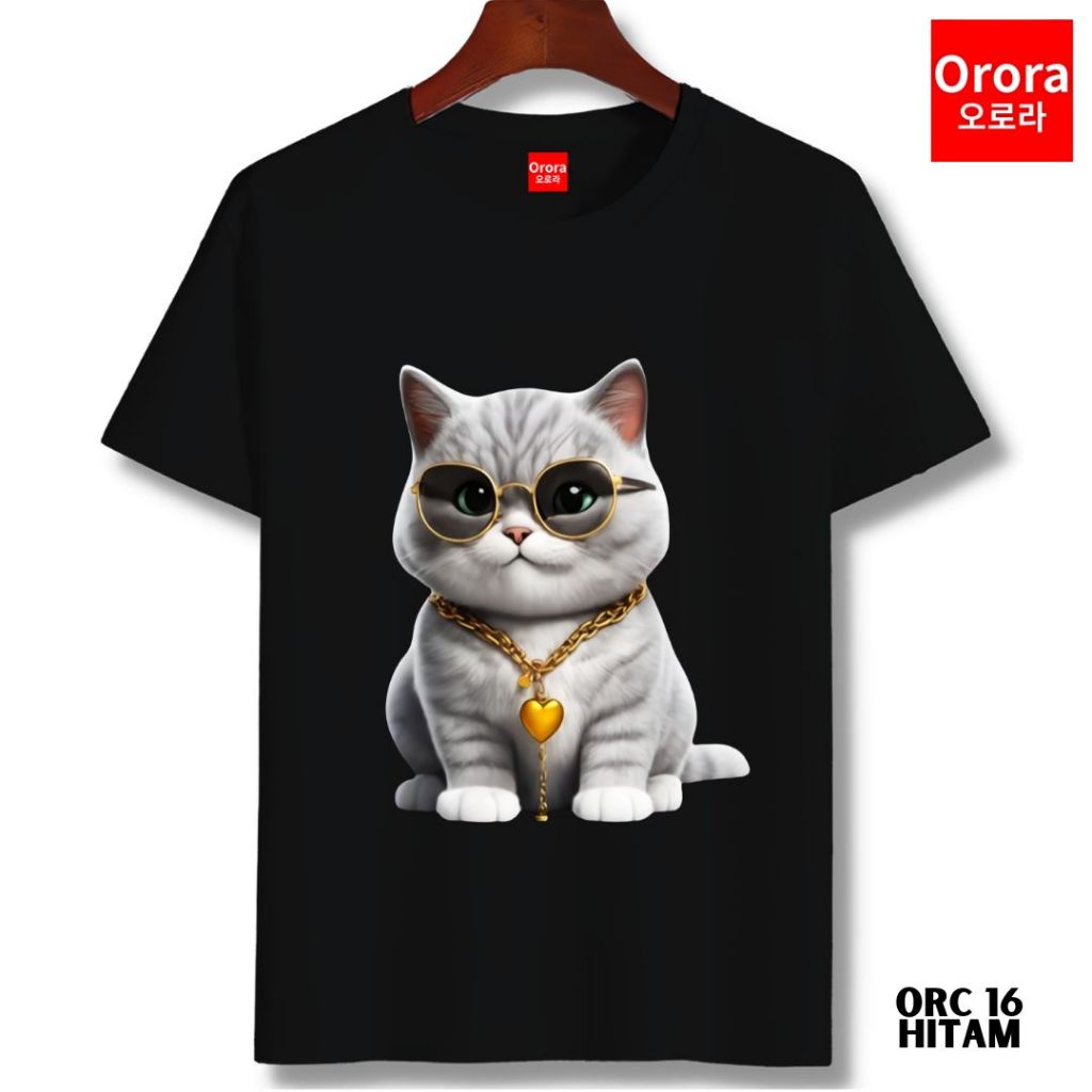 (TERMURAH) Orora Kaos Distro Premium Kucing King Cat - T-shirt Unisex Baju Atasan Sablon ORC 16