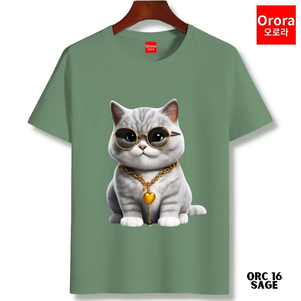 (TERMURAH) Orora Kaos Distro Premium Kucing King Cat - T-shirt Unisex Baju Atasan Sablon ORC 16