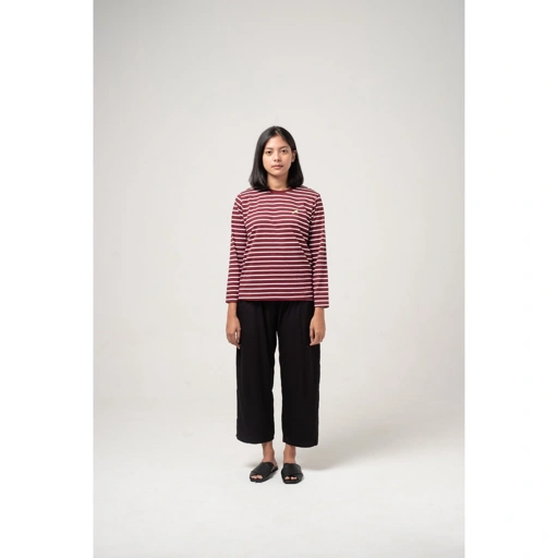 Image of Dama Kara T-Shirt Strippie Carrot Maroon
