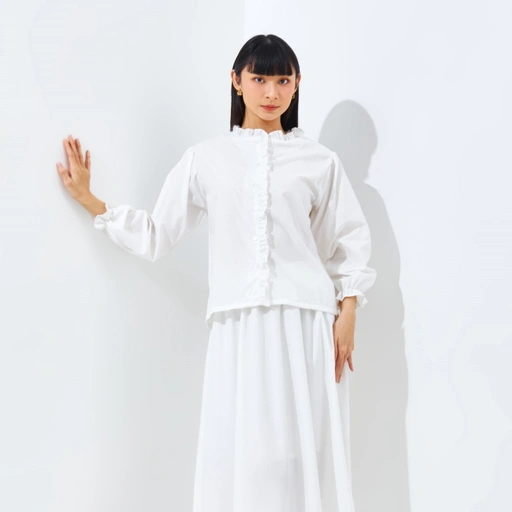 Image of Vintage House Tulip Ruffle Shirt (Kemeja Wanita Inner Korean Style)