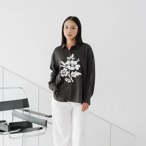 Image of Vintage House Magnolia Shirt (Kemeja Motif Bunga Korean Style)