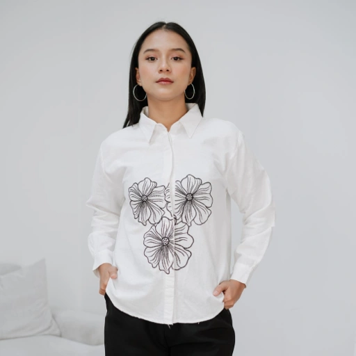 Image of Vintage House Triple Floral Shirt (Kemeja Bordir Bunga Korean Style)