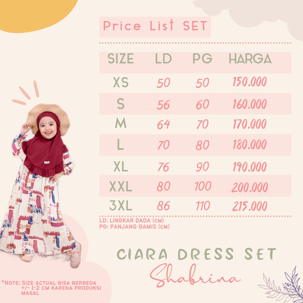 Ciara dress SET (sz XS, S, M, L) by Shabrina