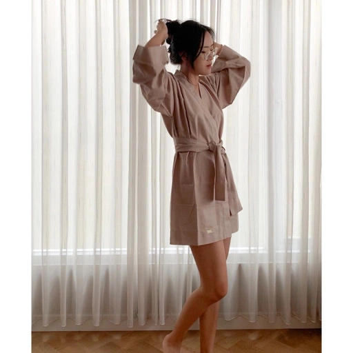 Image of Gaia Linen Robe / Kimono Linen / Korean Syle Outer