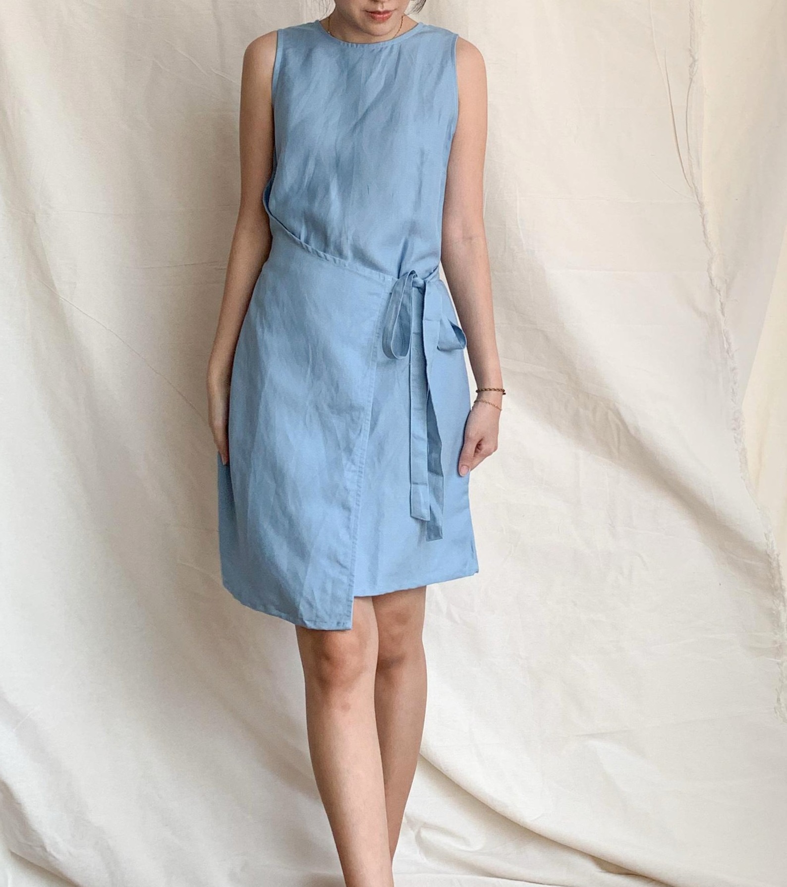 Merla Wrap Dress - 100% Natural Fibers Linen Viscose