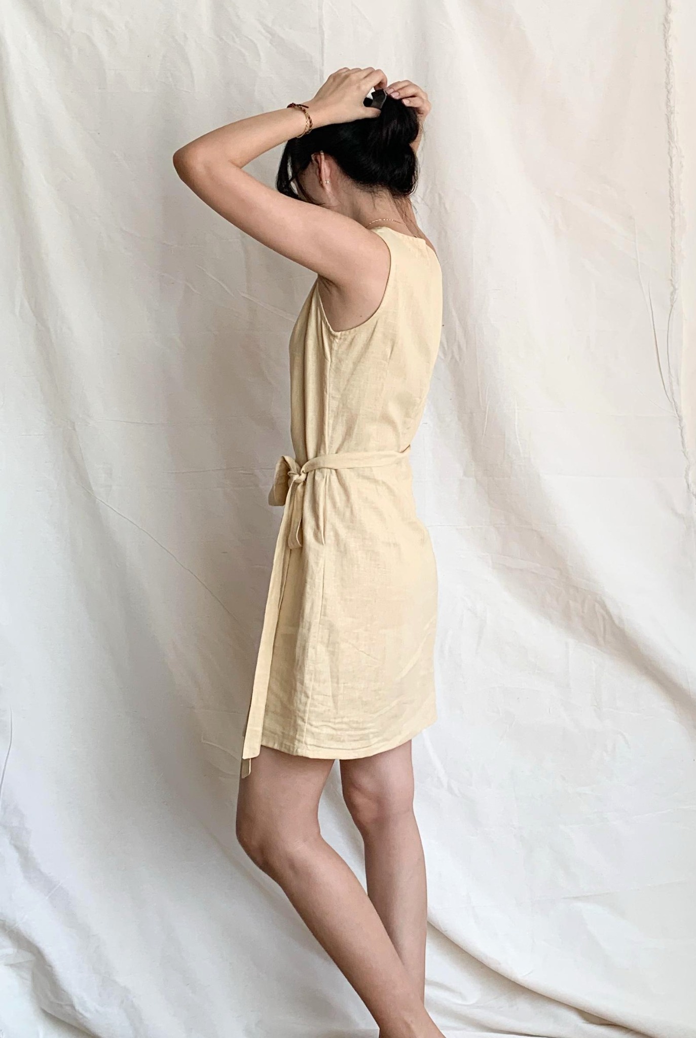 Merla Wrap Dress - 100% Natural Fibers Linen Viscose