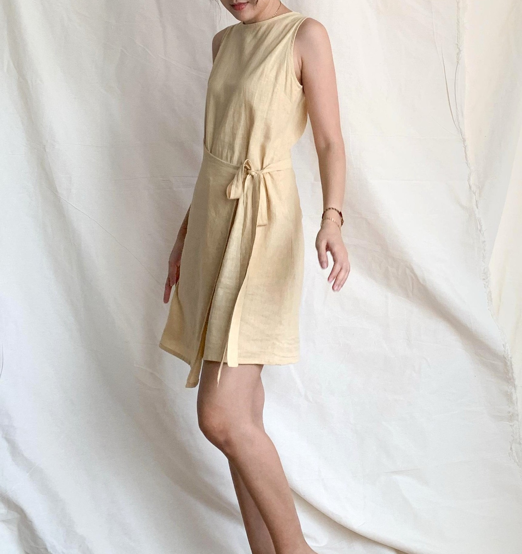 Merla Wrap Dress - 100% Natural Fibers Linen Viscose