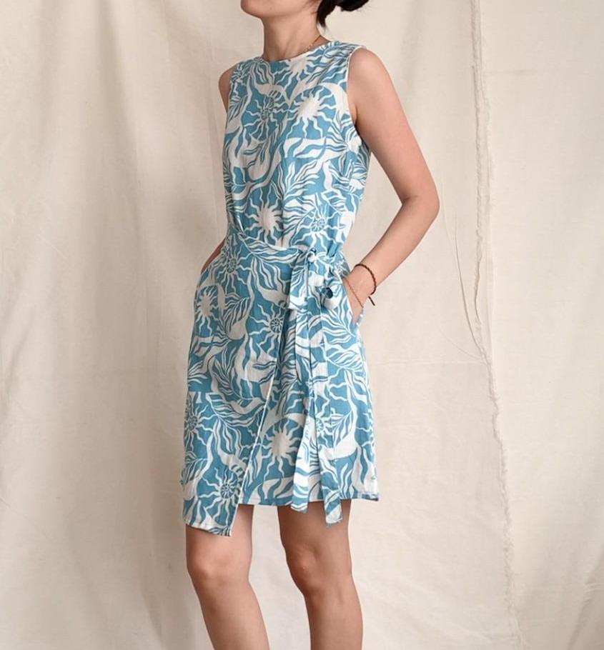 Merla Wrap Dress - 100% Natural Fibers Linen Viscose