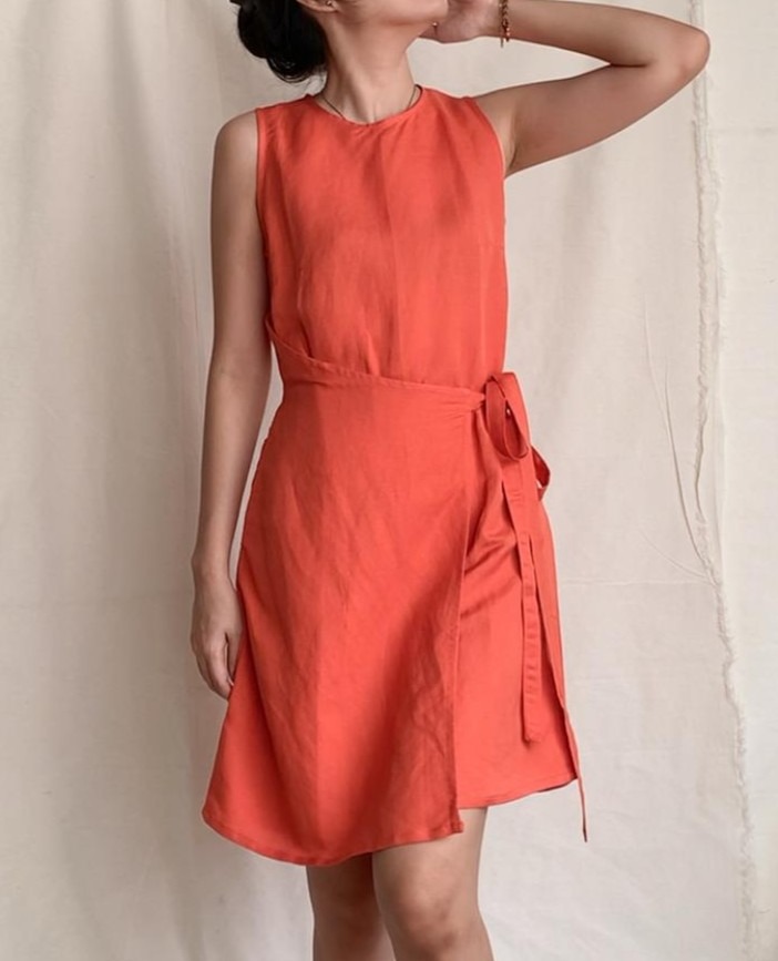 Merla Wrap Dress - 100% Natural Fibers Linen Viscose