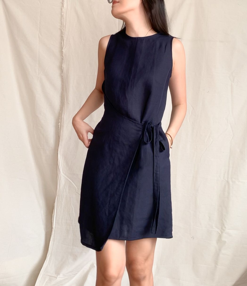 Merla Wrap Dress - 100% Natural Fibers Linen Viscose