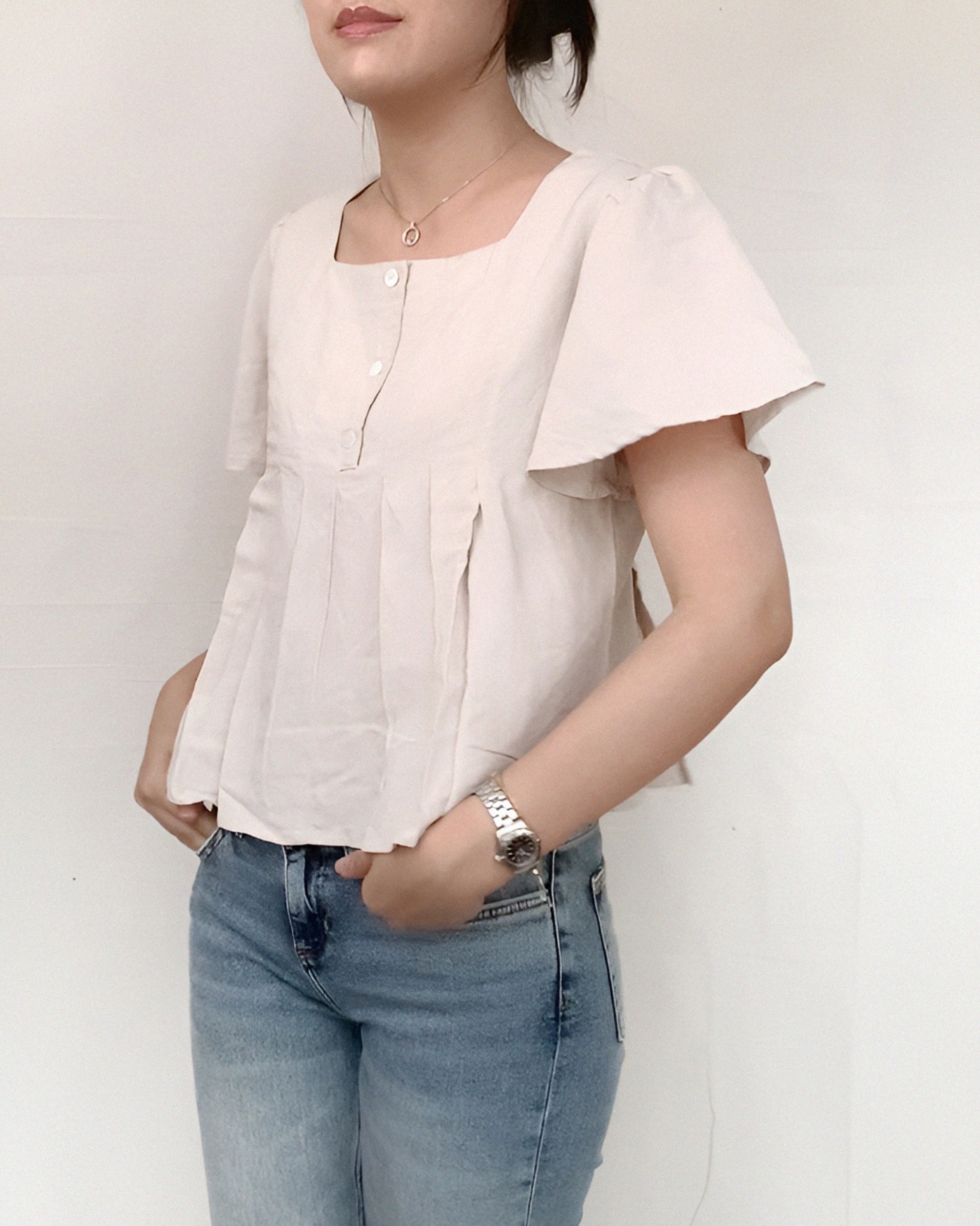 Reese Pleated Women Top 100% Natural Fiber