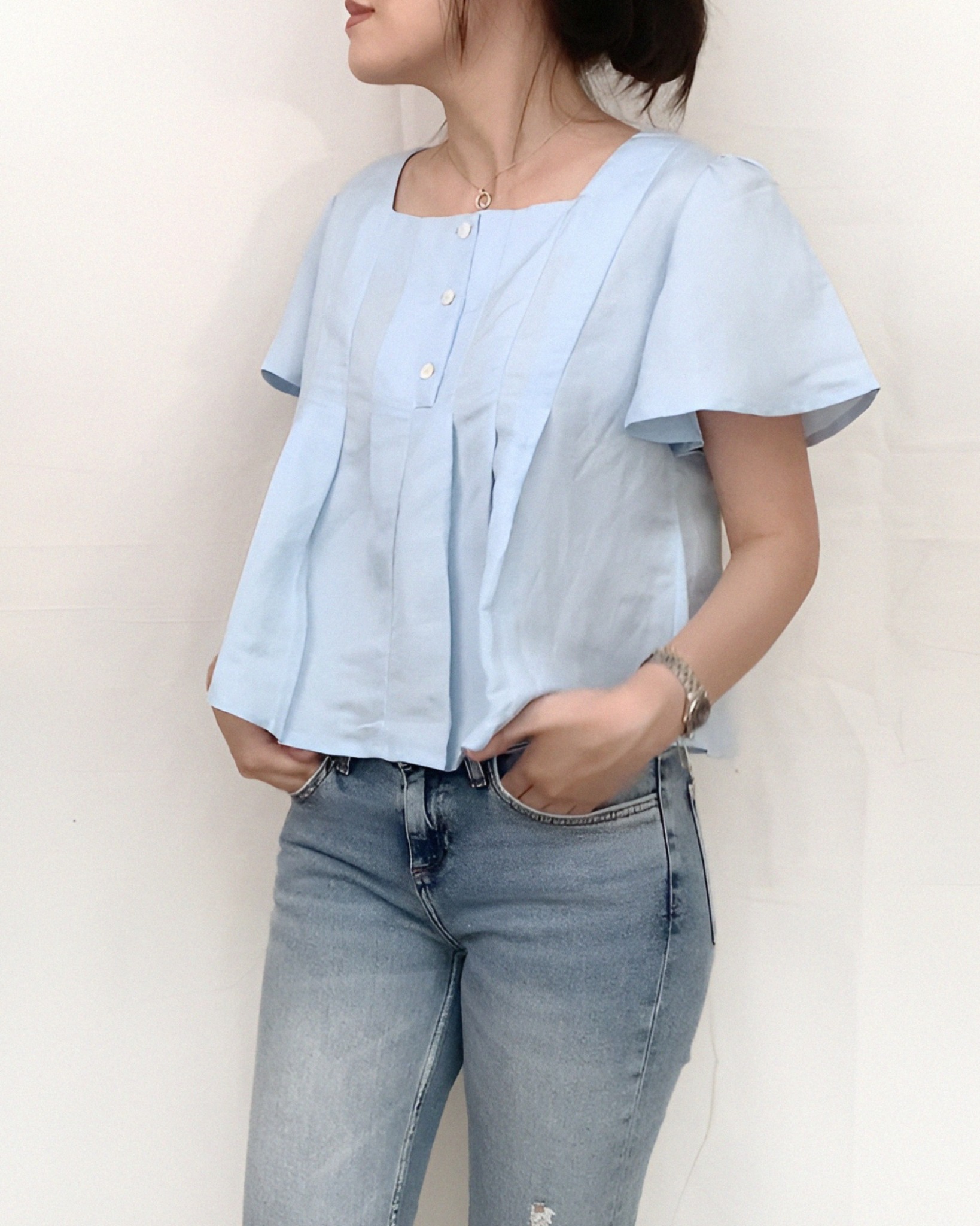 Reese Pleated Women Top 100% Natural Fiber